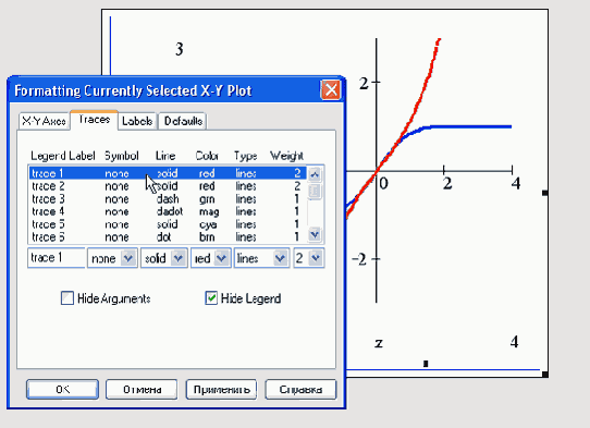  Traces  Formatting Currently Selected X-Y Plot